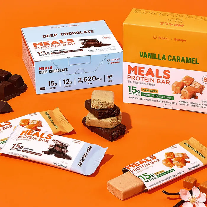 INTAKE Mills Protein 15g Bar 2 Types (8 Pieces: Deep Chocolate / Vanilla Caramel) — Choose 1 from 3 Options