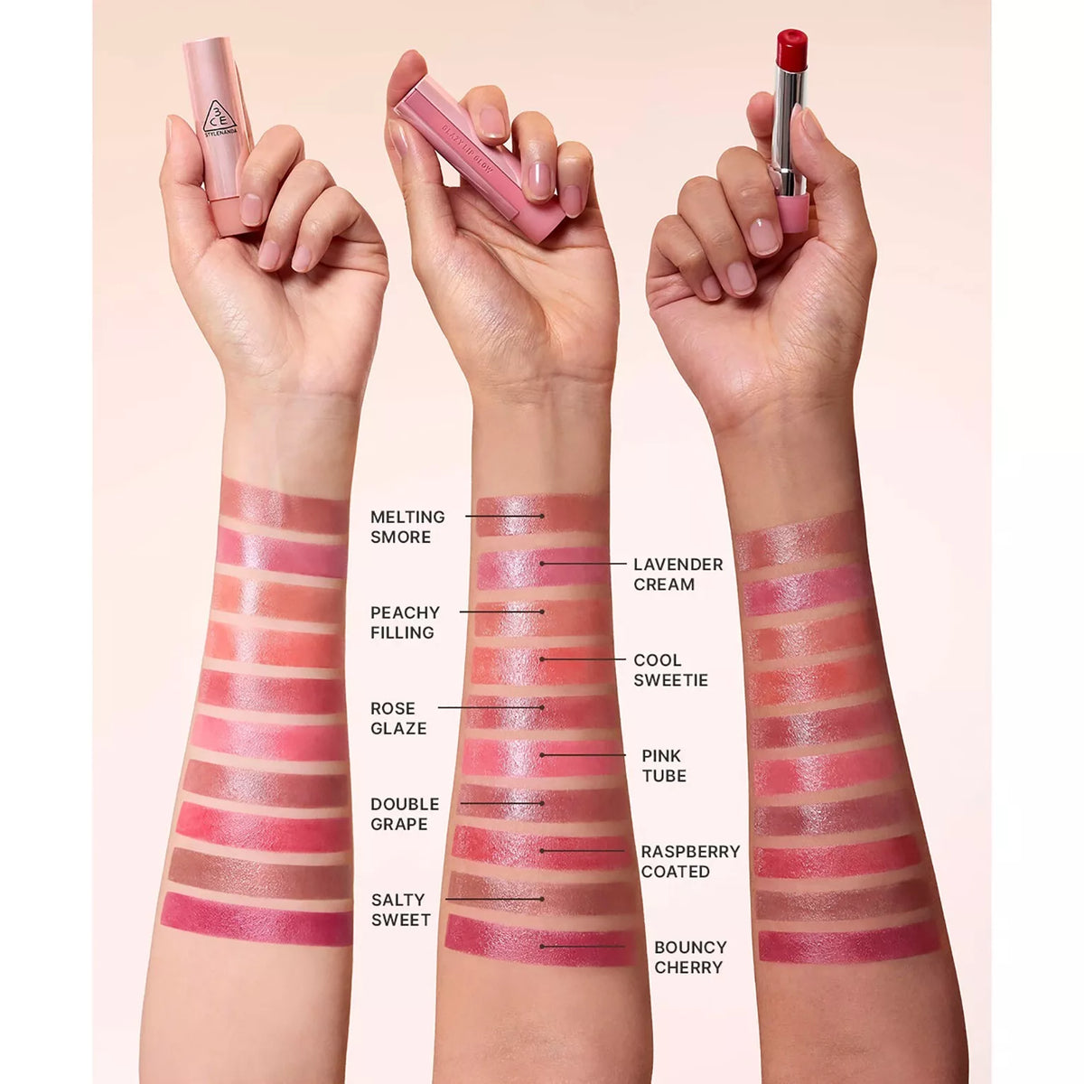 3CE Glaze Lip Glow 3.2G 9 Colors