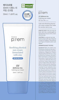 make p:rem UV Defense Me. Calming Sun Cream SPF 50+ PA++++ 50ml - DODOSKIN