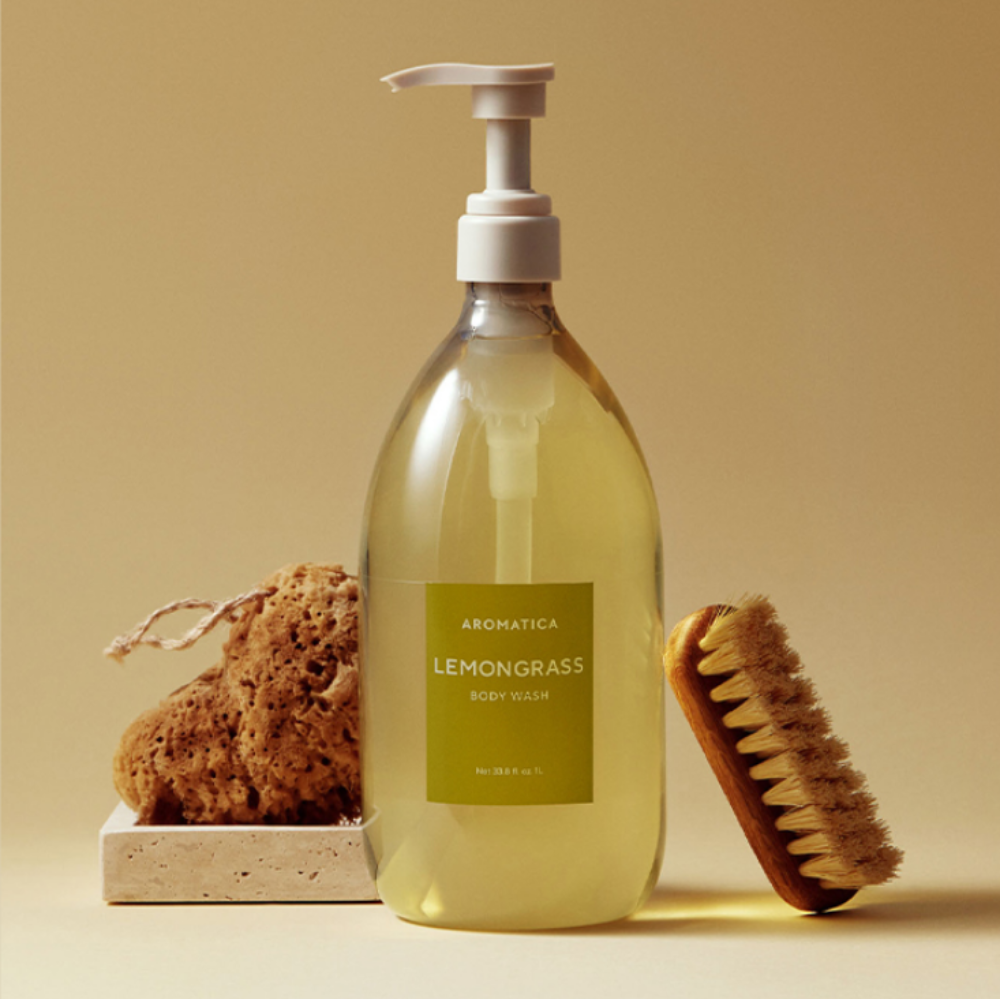 AROMATICA Lemongrass Body Wash 1L + Refill 500ml Set