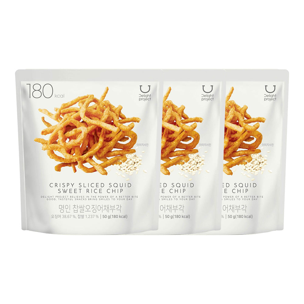 Delight Project crujiente calamar en rodajas chip de arroz dulce 50g x 3 paquetes