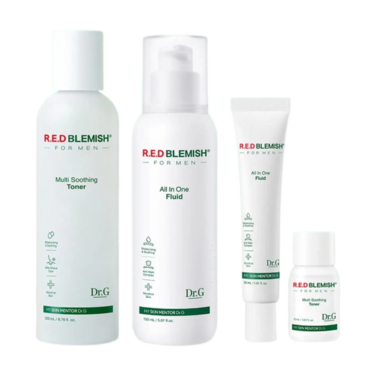 Dr.G Red Blemish For Men Multi Soothing Toner / Calming All In One 2P Set (+Miniature 2P)
