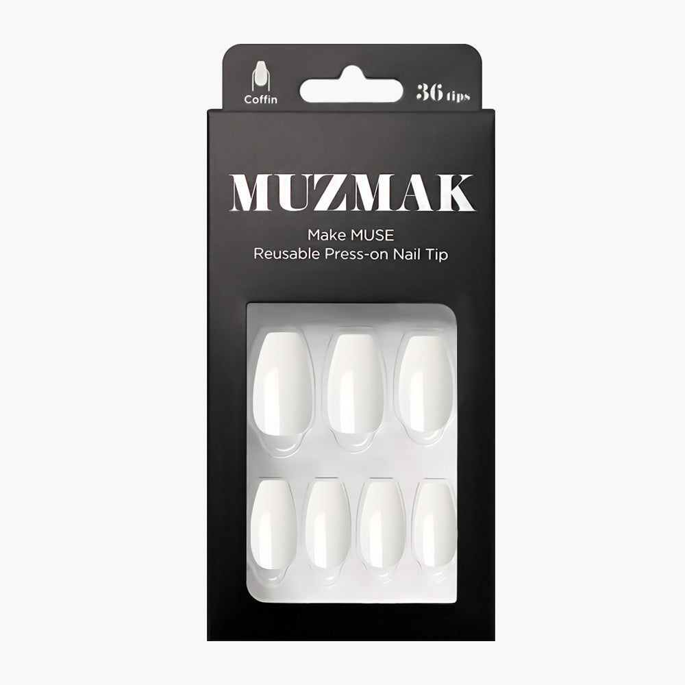 MUZMAK Nail Tips 36pcs #Edge White(Coffin)