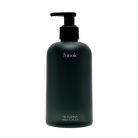 Jeju Hinoki Cypress Hand Wash 450ml bottle featuring a sleek design, ideal for gentle cleansing and refreshing scent.