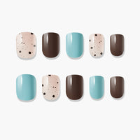 MUZMAK Nail Tips 36pcs #Mint Choco(Short Square)
