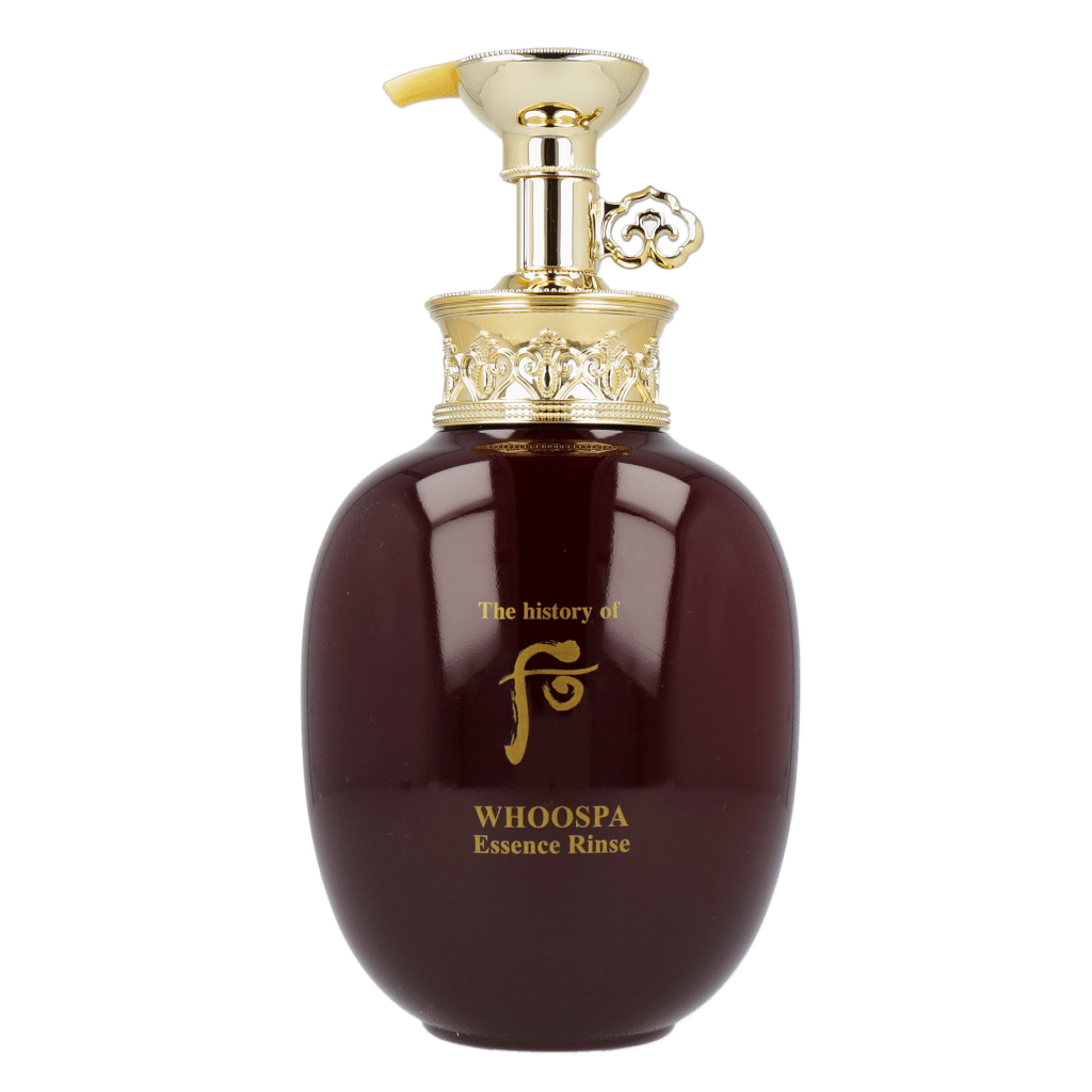 The History of Whoo WHOOSPA Essence Rinse 350ml bottle with gold accents on a white background.