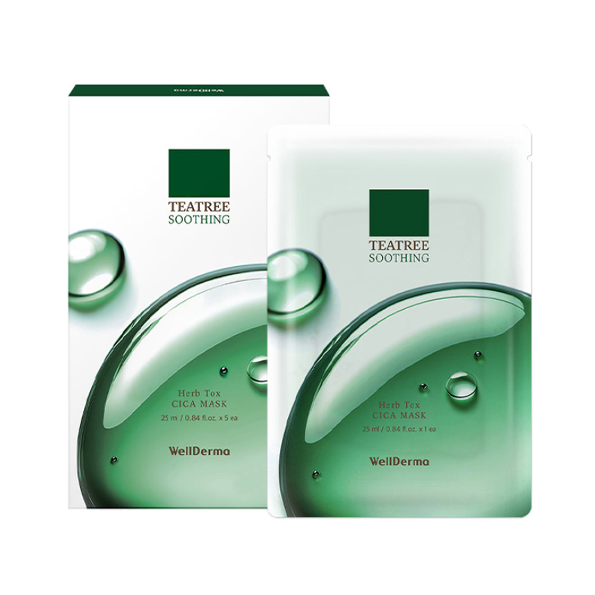 WellDerma TeaTree Soothing Herb tox Cica Mask 5ea