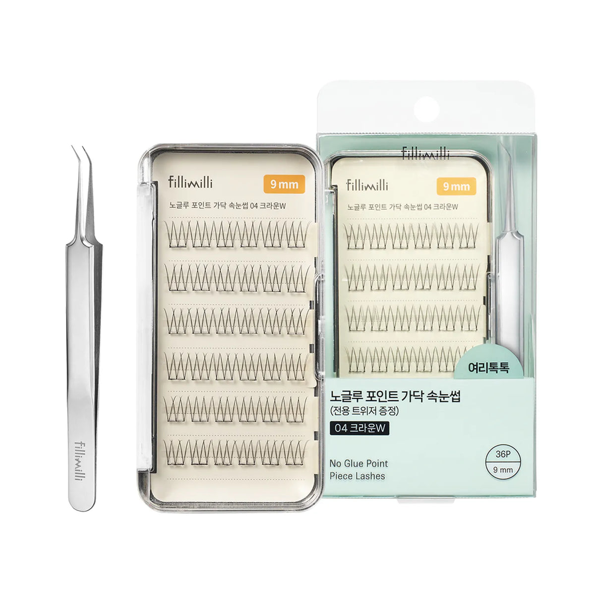 fillimilli No Glue Point Piece Eyelash (+Tweezers) (4 Types)