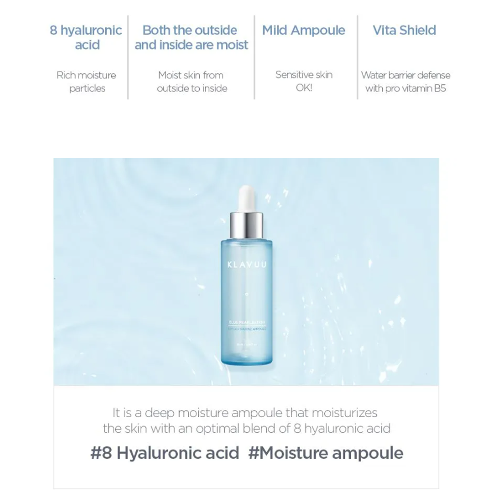 KLAVUU Blue Pearlsation 8 Hydra Marine Ampoule 50ml - DODOSKIN