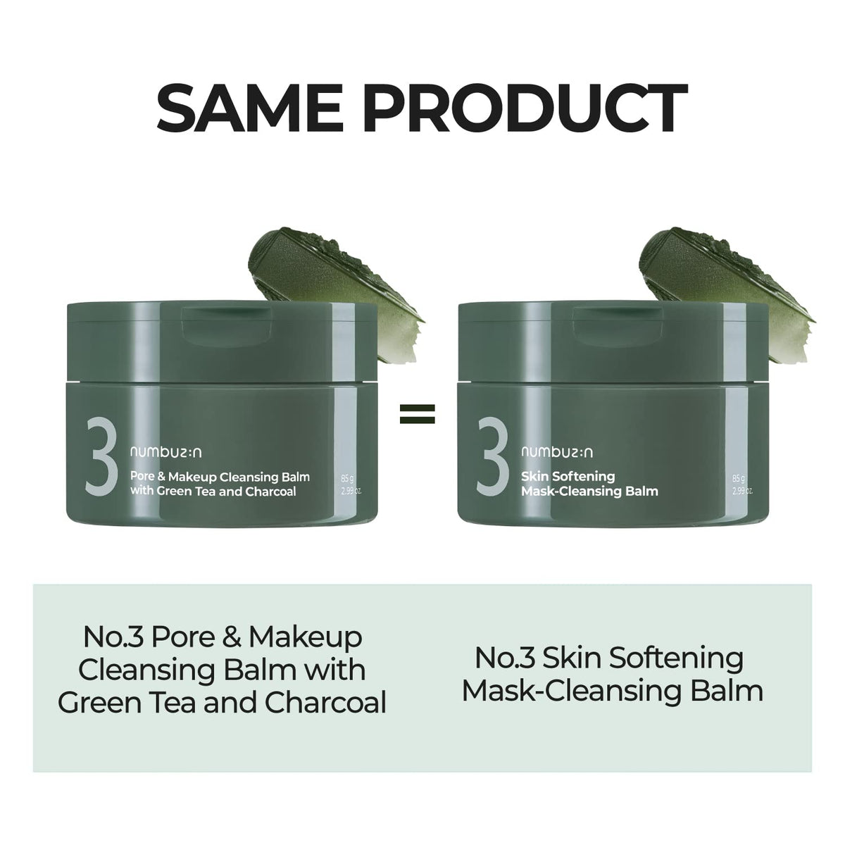 numbuzin No.3 Pore & Makeup Cleansing Balm with Green Tea and Charcoal 85g - DODOSKIN