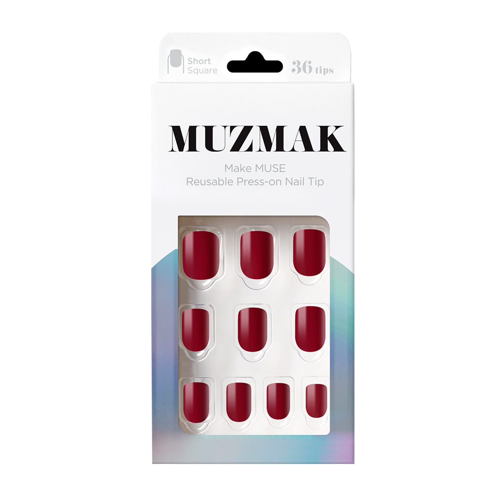 Puntas de uñas muzmak 36pcs #best rojo (cuadrado corto)