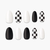 MUZMAK Nail Tips 36pcs #Chess Black(Almond)