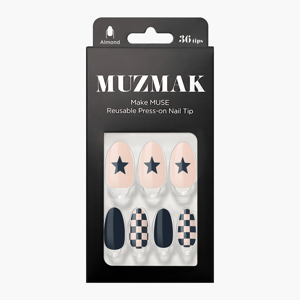 MUZMAK Nail Tips 36pcs #Draw Night(Almond)