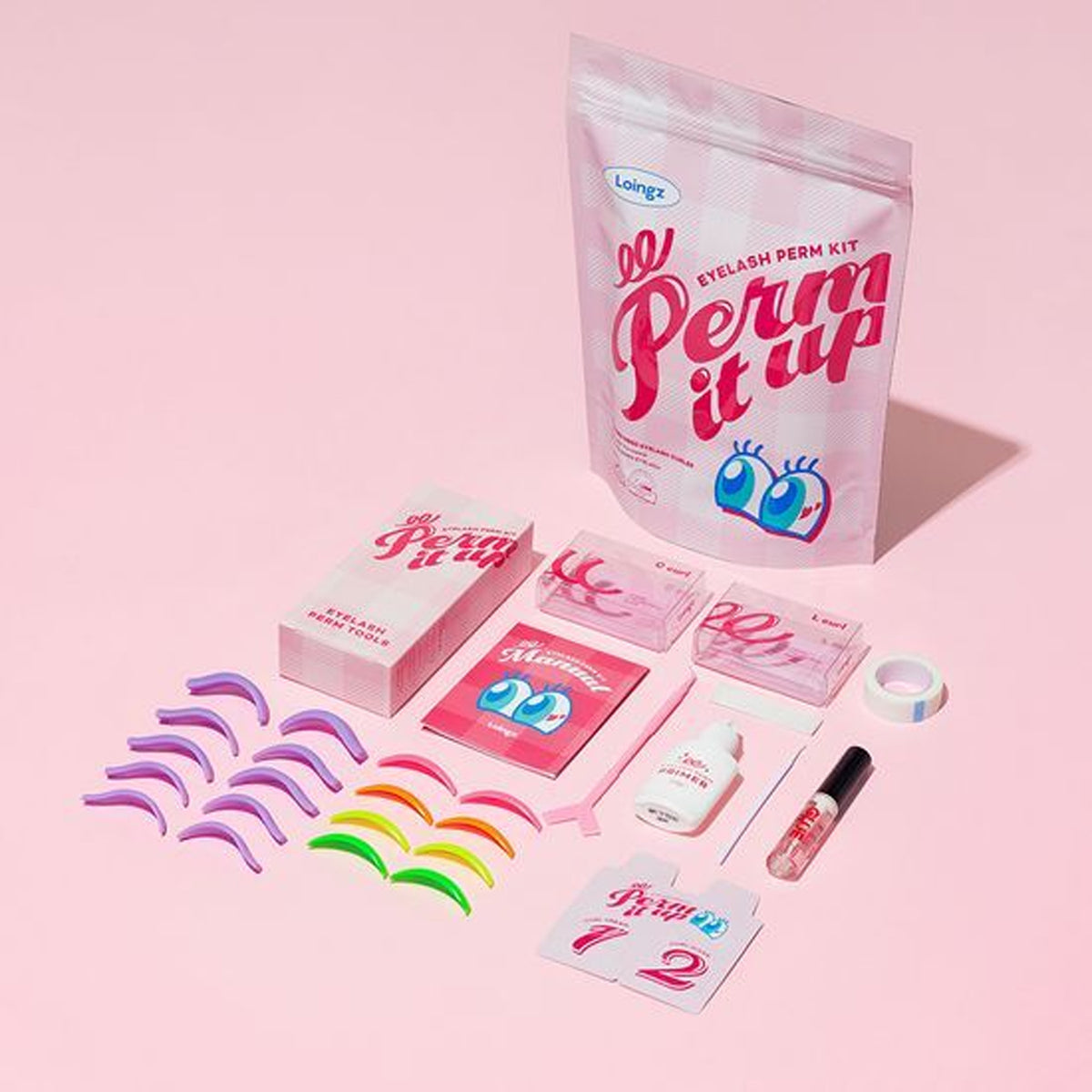 LOINGZ Perm it Up Eyelash Perm Kit-10 usos (L-Curl y C-Curl incluidos)