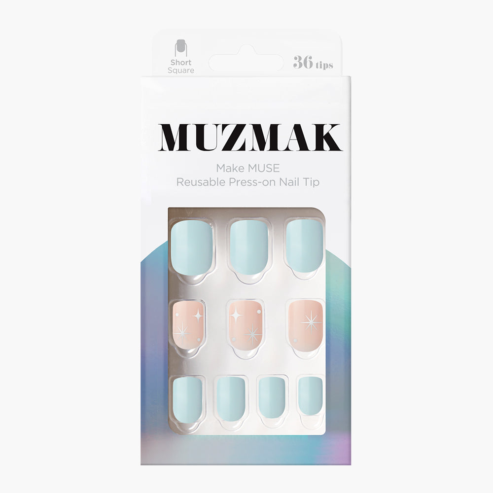 MUZMAK Nail Tips 36pcs #Milky Way(Short Square)