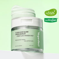 Veganifect Clean And Glow Green Barley First LHA Toner Pad 60 sheets