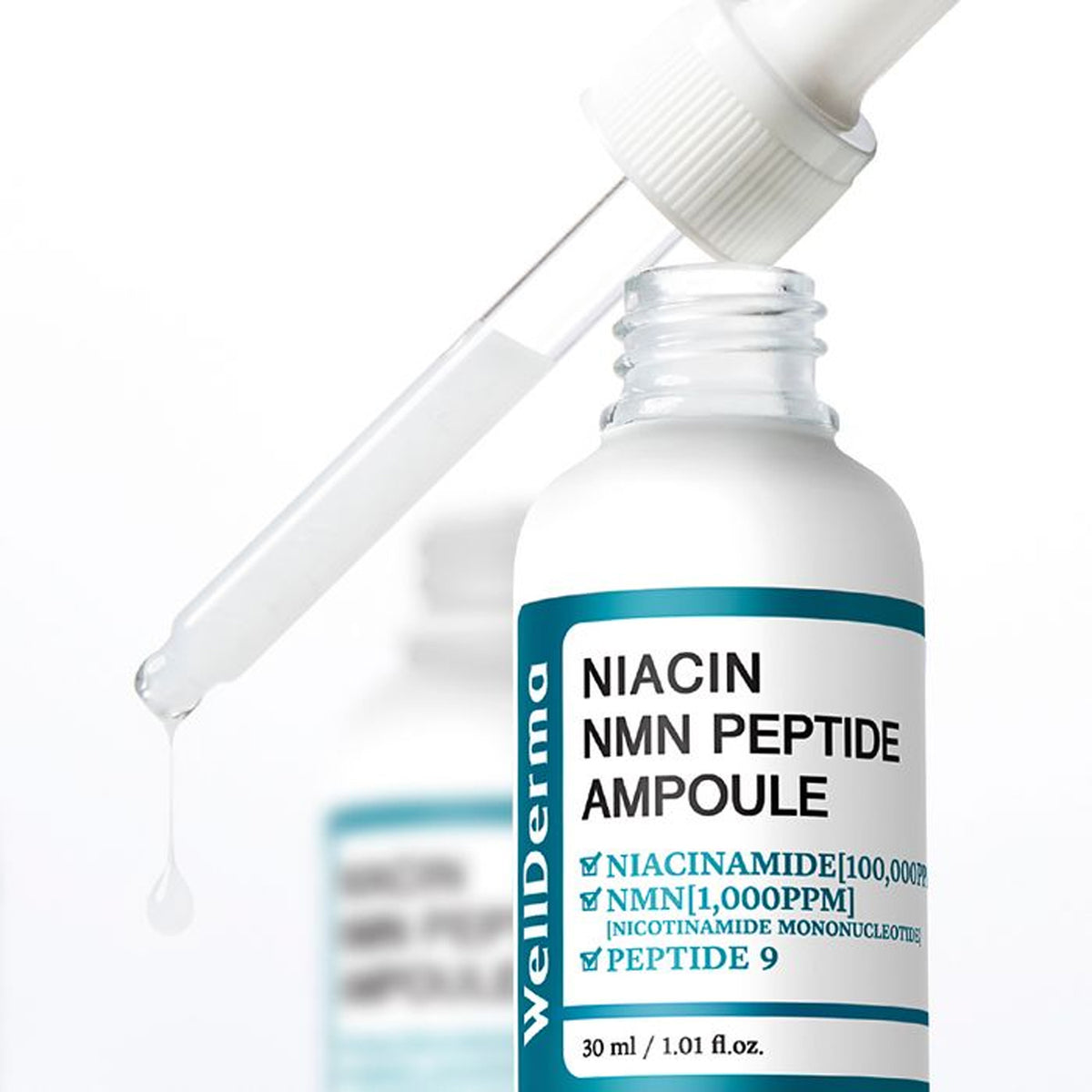 Paquete de máscara de ampulle de péptido NMN Wellderma NMN (10 hojas) + Ampoule Niacin 30ml Conjunto