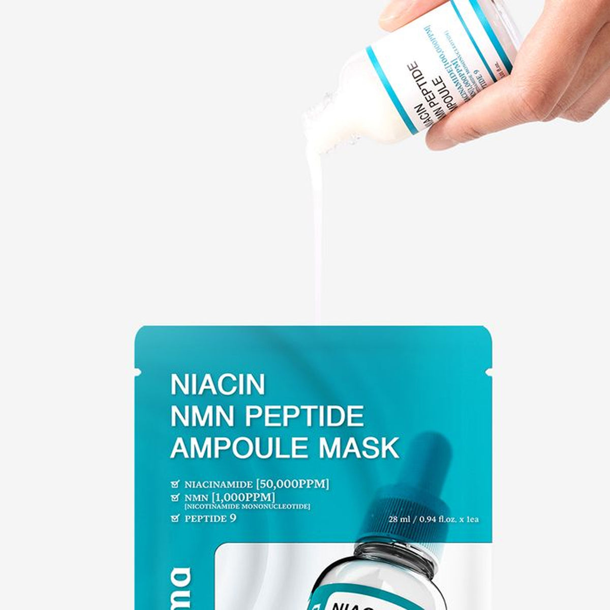 Paquete de máscara de ampulle de péptido NMN Wellderma NMN (10 hojas) + Ampoule Niacin 30ml Conjunto