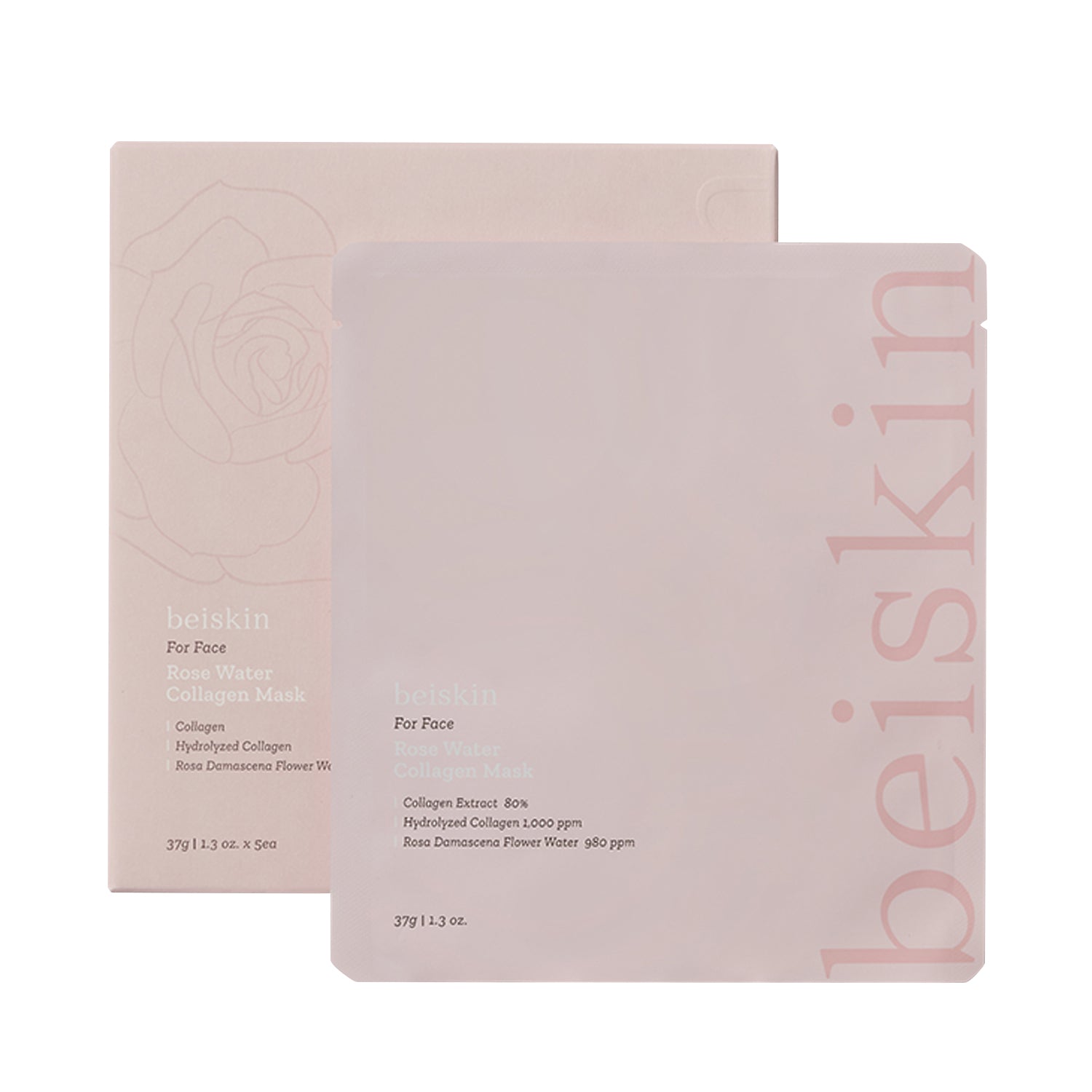 máscara de colágeno de agua de rosa beiskin 37g * 5ea