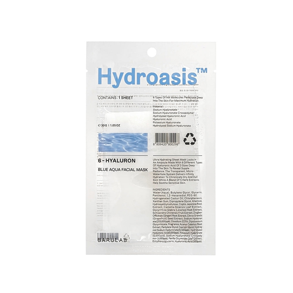 BARULAB Hydroasis 6-Hyaluronic Blue Aqua Facial Mask 30g *10ea