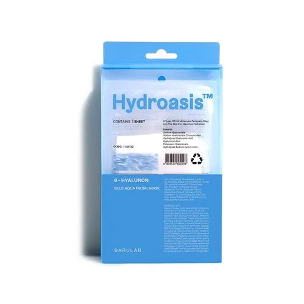 BARULAB Hydroasis 6-Hyaluronic Blue Aqua Facial Mask 30g *10ea - DODOSKIN