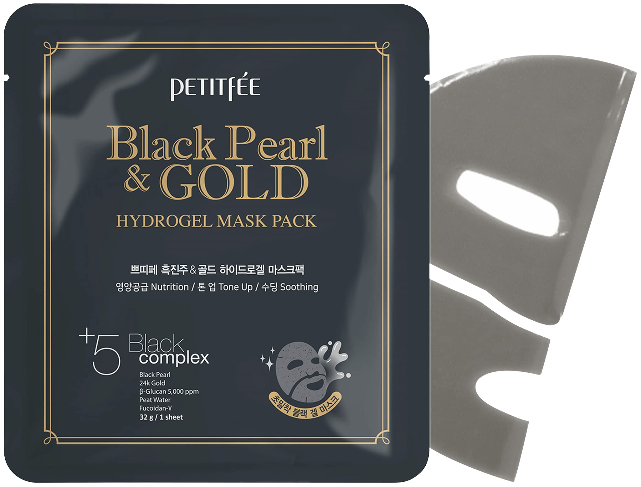 PETITFEE Black Pearl & Gold Hydrogel Mask Pack 5ea